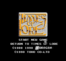 Times of Lore (Japan) Title Screen